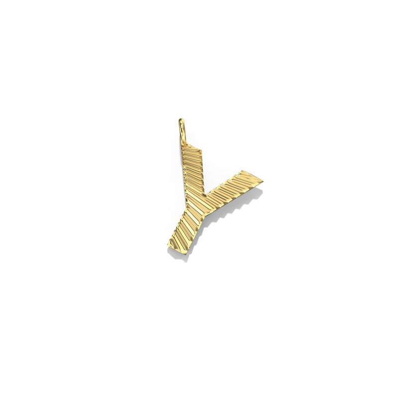 Gold  Fluted Letter Pendant  N to Z