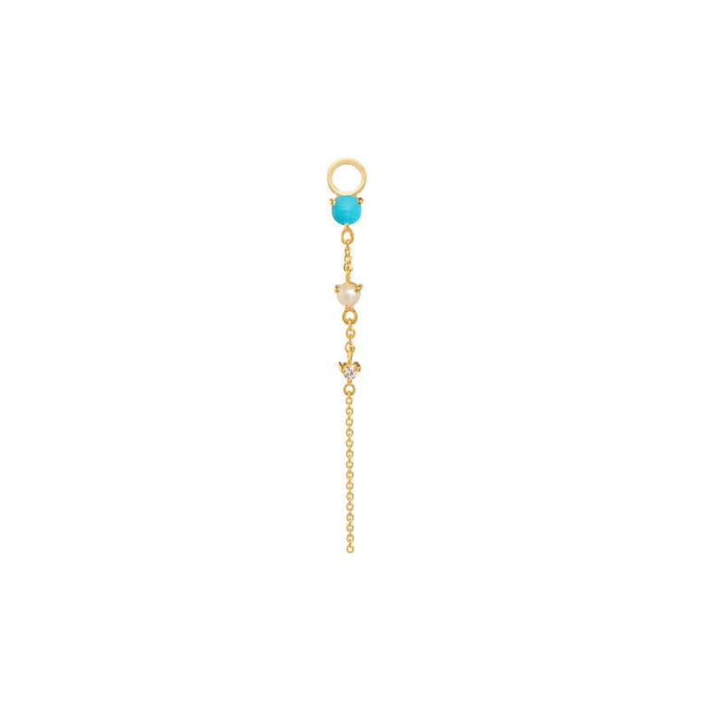 Leah Alexandra Constellation Hoop Charm- Cascanding gemstones form top - turquoise, Pearle & CZ's. .