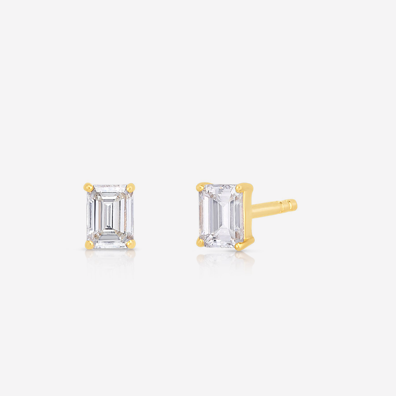 Emerald Cut   Diamond Stud Earrings