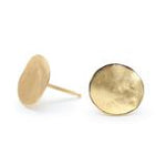 Hammered Concave Gold Disc Earrings