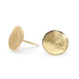Hammered Concave Gold Disc Earrings