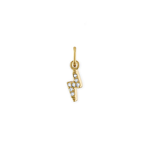 8mm charm in the shape of a lightening - yellow gold fill and pave cz's. 