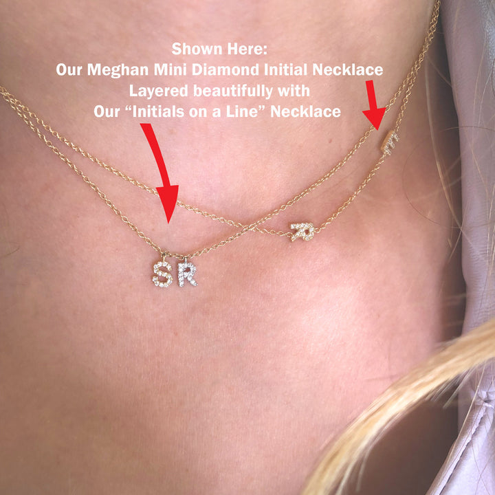 The Meghan Mini Diamond Initial Necklace Choose 2  Initial- The Right Hand Gal - @ Hickox Jewelers and Lifestyle -@ Hickox Jewelers and Lifestyle 