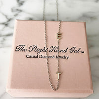 The Meghan Mini Initial Necklace in White Gold with 2 Initials - The Right Hand Gal