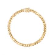A chunky curb chain necklace in 14k gold filled white brass, featuring a buckle clasp closure