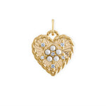 Yellow gold filled heart charm set with pearls and CZ's. 
