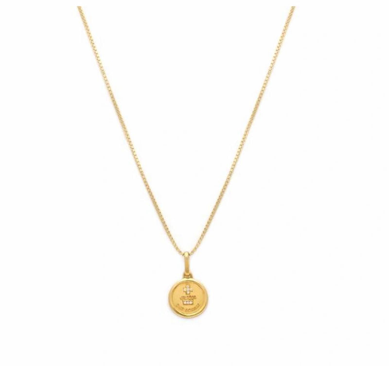 Leah Alexandra~ Love Token Necklace~ Round Gold showing engraved poem side