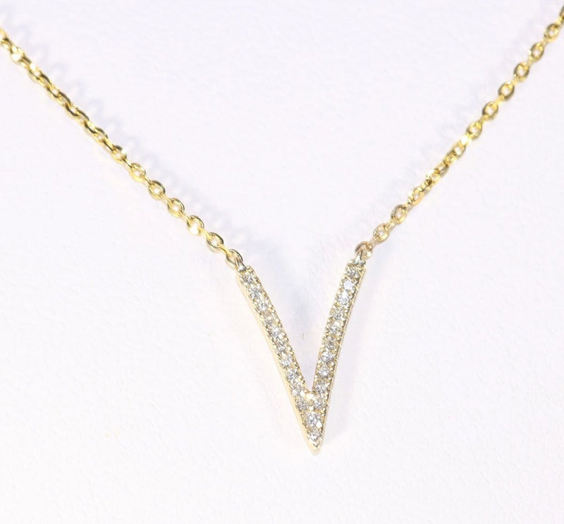 Diamond V Gold Necklace