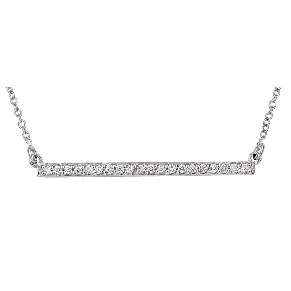 14k White gold bar diamond Necklace - 2.5 point 