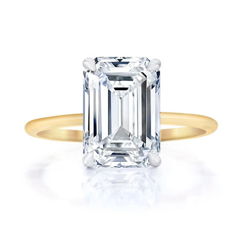 Emerald Cut Diamond Solitaire  Ring