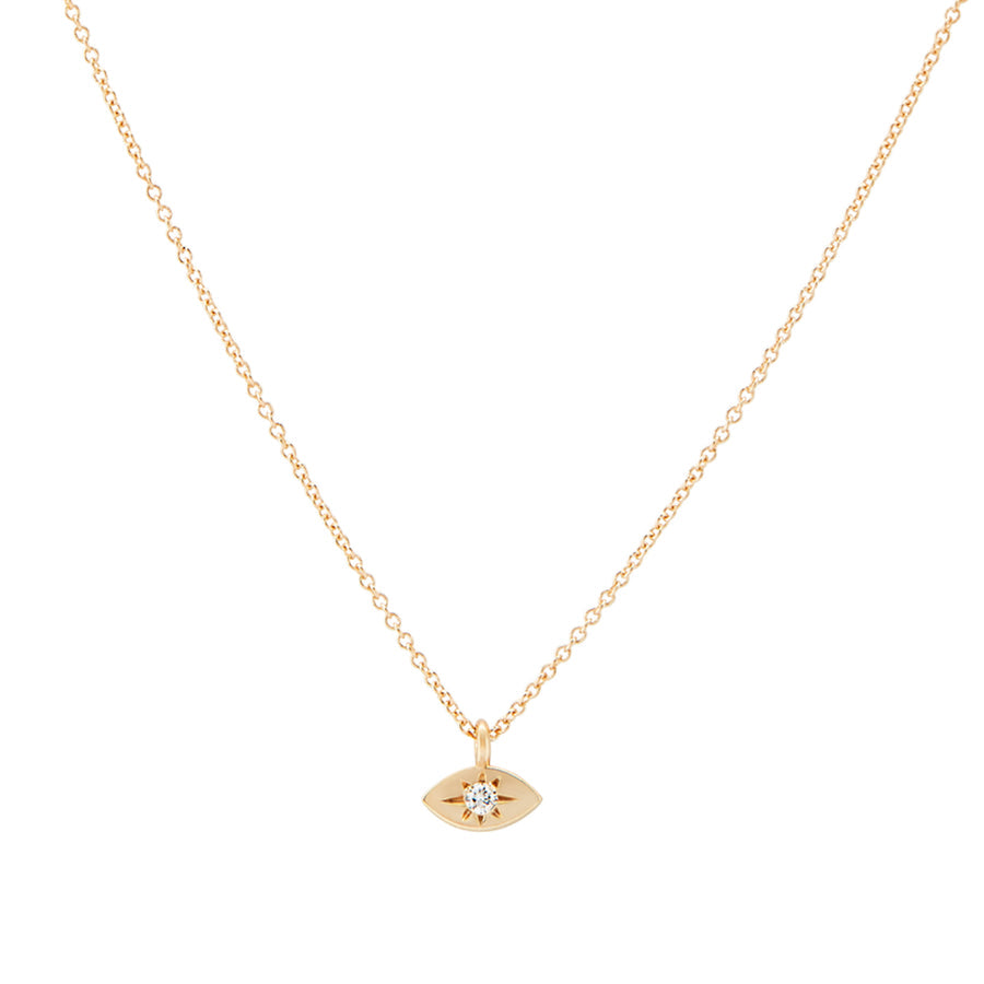 visionary eye pendant  on white background  - 14k yellow gold 
